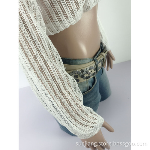 Mesh ausgeschnittene Pullover Bikini Beach Casual Top